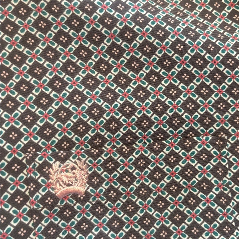 Cinch Ladies Geometric Grey & Teal Button Down Shirt - Picture 4 of 4